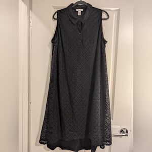 London Times Woman Black Sleeveless Lace High Low Dress Size 18W